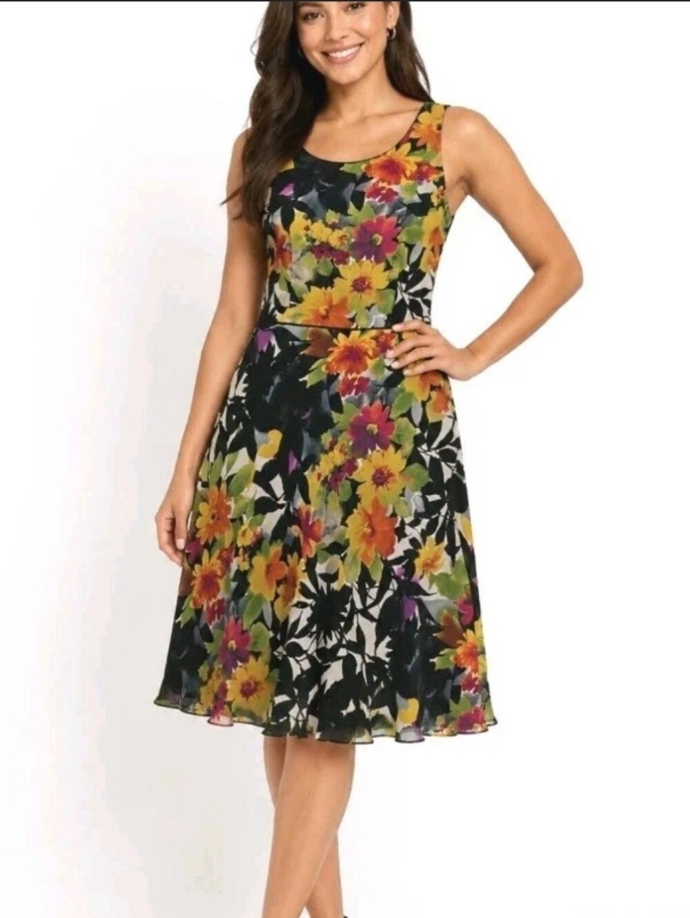 Talbots Pure Silk Watercolor Floral Midi Dress Cottage Garden Party Wedding 16